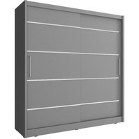 3xe Living - 3xEliving Ein moderner, geräumiger Kleiderschrank Patryk alu, 180 cm in Graphit - Graphit von 3XE LIVING