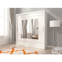 3xEliving Ein moderner, geräumiger Kleiderschrank Patryk IX 200 cm mit einem Spiegel in weiß - weiß von 3XE LIVING