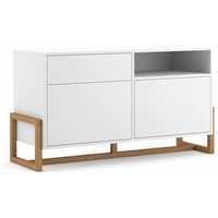 3xEliving Elegante Bidens niedrige Kommode, 119 cm, Weiß/Buchenholz - WEISS von 3XE LIVING