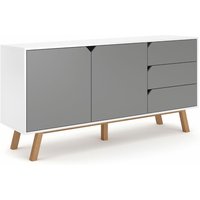 3xe Living - 3xEliving Elegante Gazan 4-türige Kommode, 164 cm, weiss/grau matt - weiss/grau matt von 3XE LIVING