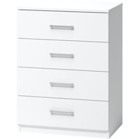 3xEliving Klassische, ger�umige Alicja Kommode mit 4 wei�en Schubladen ist perfekt f�r B�ro, Schlafzimmer, Bad 60cm - weiss / weiss von 3XE LIVING