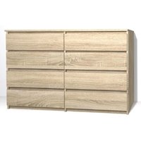 3xEliving Kommode Sideboard DEMII mit 8 Schubladen in Sonoma Eiche, 140 cm - SONOMA EICHE von 3XE LIVING