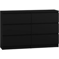 3xe Living - 3xEliving Kommode Sieboard demii mit 6 Schubladen in schwarz, 140 cm - schwarz von 3XE LIVING