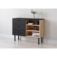 3xe Living - 3xEliving Moderne Kommode Angess, 100 cm, handwerkliche Eiche/schwarz - eiche artisan/schwarz von 3XE LIVING