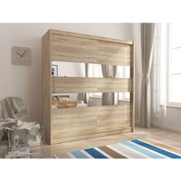 3xe Living - 3xEliving Moderner, geräumiger Kleiderschrank Patryk ii 180 cm mit einem Spiegel in Sonoma Eiche - Sonoma Eiche von 3XE LIVING