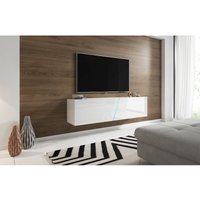 3xe Living - 3xEliving Moderner, trendiger hängender TV-Schrank Aczi weiß/weiß glänzend 160cm led - weiss/glanzweiss von 3XE LIVING