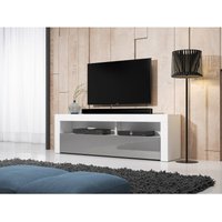 3xEliving Moderner/stilvoller TV-Schrank Nuntak weiß/grau glänzend 160cm - weiss/grau glänzend von 3XE LIVING