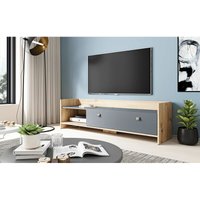 3xe Living - 3xEliving Moderner Fernsehschrank Pembak, 140 cm, handwerkliche Eiche/Graphit - eiche artisan/graphit von 3XE LIVING