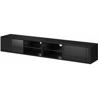 3xe Living - 3xEliving Moderner TV-Schrank Azalia Double schwarz/schwarz glänzend 200cm - schwarz/schwarz glänzend von 3XE LIVING