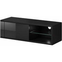 3xe Living - 3xEliving Moderner TV-Schrank Azalia schwarz/schwarz glänzend 100cm - schwarz/schwarz glänzend von 3XE LIVING