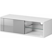 3xEliving Moderner TV-Schrank Azalia weiss/grau glänzend 100cm - weiss/grau glänzend von 3XE LIVING