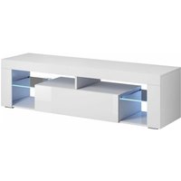 3xe Living - 3xEliving Moderner TV-Schrank Brodia led weiß/weiß glänzend 100cm - weiss/glanzweiss von 3XE LIVING