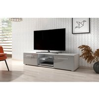 3xe Living - 3xEliving Modernistischer Fernsehschrank Punes Weiß/Grau Glanz 100 cm - weiss/grau glänzend von 3XE LIVING