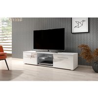 3xe Living - 3xEliving Modernistischer Fernsehschrank Punes Weiß/Weiß Glanz 100 cm - weiss/glanzweiss von 3XE LIVING