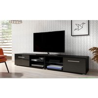 3xe Living - 3xEliving Modernistischer Fernsehschrank Punes schwarz/schwarz glänzend 140 cm - schwarz/schwarz glänzend von 3XE LIVING