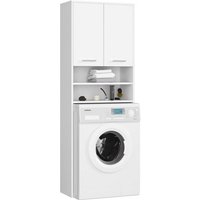 3xEliving Waschmaschinenschrank koralia mit 2 Türen, für Waschmaschine oder Trockner, Hochschrank Badregal Badschrank in weiß - weiß von 3XE LIVING