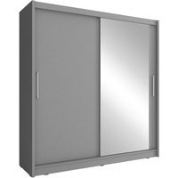 3xe Living - 3xEliving Moderner, geräumiger Kleiderschrank Patryk i 180 cm mit einem Spiegel in Graphit - Graphit von 3XE LIVING