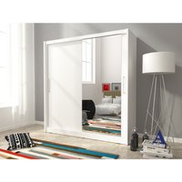 3xEliving Moderner, geräumiger Kleiderschrank Patryk i 180 cm mit einem Spiegel in weiß - weiß von 3XE LIVING