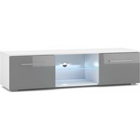 3xEliving Modernist TV-Schrank Punes weiß/grau glänzend 100 cm led - weiss/grau glänzend led von 3XE LIVING
