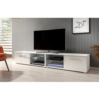 3xEliving Modernistischer Fernsehschrank Punes Weiß/Weiß Glanz 140 cm - weiss/glanzweiss von 3XE LIVING