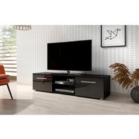 3xEliving Modernistischer Fernsehschrank Punes schwarz/schwarz glänzend 100 cm - schwarz/schwarz glänzend von 3XE LIVING