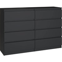 3xe Living - 3xEliving Kommode Sideboard demii mit 8 Schubladen in schwarz 120cm - schwarz von 3XE LIVING