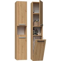 3xe Living - Badmöbel Bagnoli slim iii Artisan Eiche - Standschrank, Badsäule, Regal, l: 30 cm, h: 174 cm, b: 30 cm von 3XE LIVING