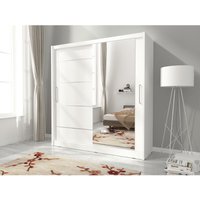 3xEliving Moderner, geräumiger Kleiderschrank Patryk i 180 cm mit einem Spiegel in weiß - weiß von 3XE LIVING