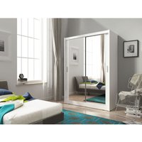 3xe Living - 3xEliving Moderner, geräumiger Kleiderschrank Patryk ii 130 cm mit Spiegeln in weiß - weiß von 3XE LIVING
