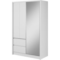 3xEliving Stilvoller und geräumiger Maksym Kleiderschrank mit Spiegel und Schubladen, weiß 130cm - weiß von 3XE LIVING