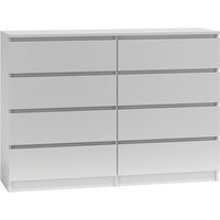 3xe Living - 3xEliving Kommode Sideboard demii mit 8 Schubladen in weiß, 140 cm - weiss von 3XE LIVING