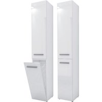 3xe Living - Badezimmerschrank Bagnoli slim vi weiß matt - Freistehender Schrank, Badezimmersäule, Regal, l: 30 cm, h: 174 cm, b: 30 cm - Weiß von 3XE LIVING