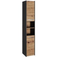 Moderner Badezimmerschrank in 5 Farben - vielseitig und einfach Montage. Farbe: Antracit/ Artisan Eiche, Badezimmer Regal, Bad Möbel, Badschrank, von 3XE LIVING