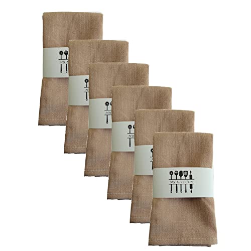 6er Set Stoffservietten Leinenservietten Baumwolle 100% Natur Leinen Tischdekoration Küche Esstisch Abendessen Cafe Restaurant 40*40CM Familienessen Hochzeiten Cocktail Startseite Weihnachten (Khaki) von 3Z Funjxhey