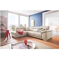 3C Candy Ecksofa "Menorca L-Form", Kopfteilverstellung, wahlweise elektronischer Sitzvorzug, in Dickleder von 3c Candy