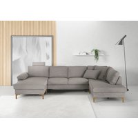 3C Candy Wohnlandschaft "Lecce, wahlweise PUR-Schaumstoff oder Tonnentaschenfederkern U-Form", Bettkasten in Umbauecke und Longchair, sowie Querschläfer im 2-Sitzer von 3c Candy