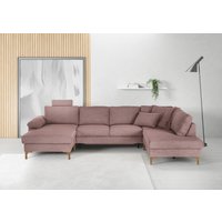 3C Candy Wohnlandschaft "Lecce, wahlweise PUR-Schaumstoff oder Tonnentaschenfederkern U-Form", Bettkasten in Umbauecke und Longchair, sowie Querschläfer im 2-Sitzer von 3c Candy