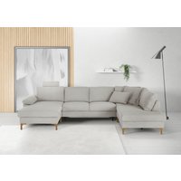 3C Candy Wohnlandschaft "Lecce, wahlweise PUR-Schaumstoff oder Tonnentaschenfederkern U-Form", Bettkasten in Umbauecke und Longchair, sowie Querschläfer im 2-Sitzer von 3c Candy