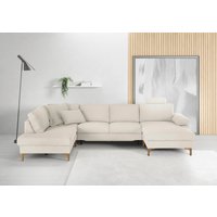 3C Candy Wohnlandschaft "Lecce, wahlweise PUR-Schaumstoff oder Tonnentaschenfederkern U-Form", Bettkasten in Umbauecke und Longchair, sowie Querschläfer im 2-Sitzer von 3c Candy