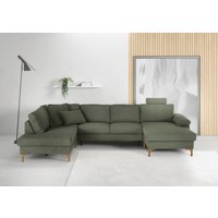 3C Candy Wohnlandschaft "Lecce, wahlweise PUR-Schaumstoff oder Tonnentaschenfederkern U-Form", Bettkasten in Umbauecke und Longchair, sowie Querschläfer im 2-Sitzer von 3c Candy