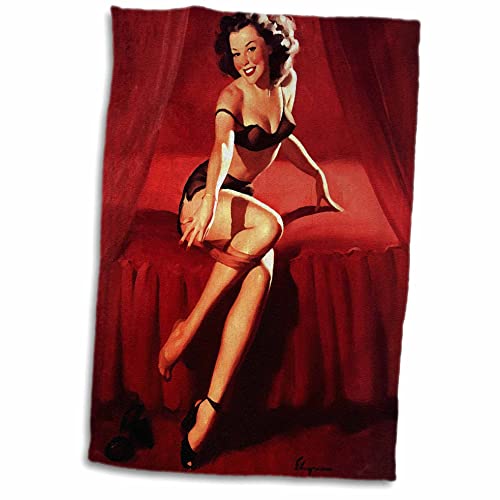 3D Rose Print of Elvgren Pinup Im Just Retiring TWL_204151_1 Handtuch, 38,1 x 55,9 cm von 3dRose