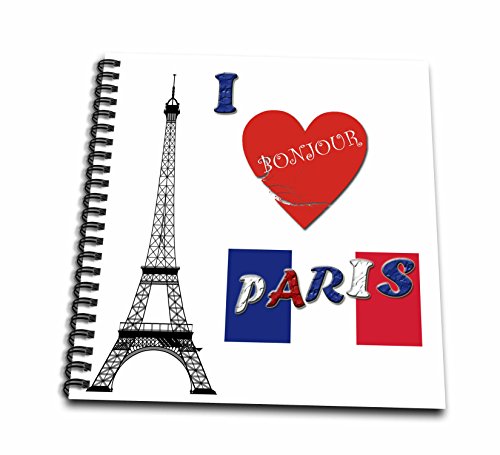 3dRose DB 216439 1 I Love Paris Frankreich Französische Flagge Sprichwort Zeichnen Buch, 8 von 20,3 cm von 3dRose