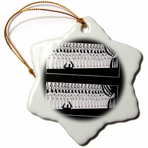 3dRose Druck der Chorus-Linie in schwarz und weiß Schneeflocke Ornament von 3dRose