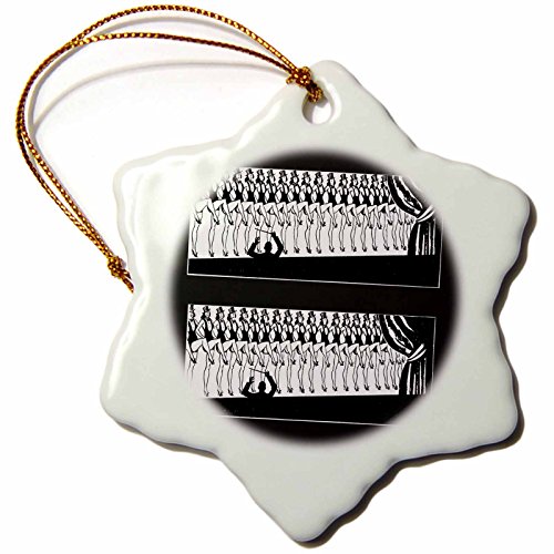 3dRose Druck der Chorus-Linie in schwarz und weiß Schneeflocke Ornament von 3dRose