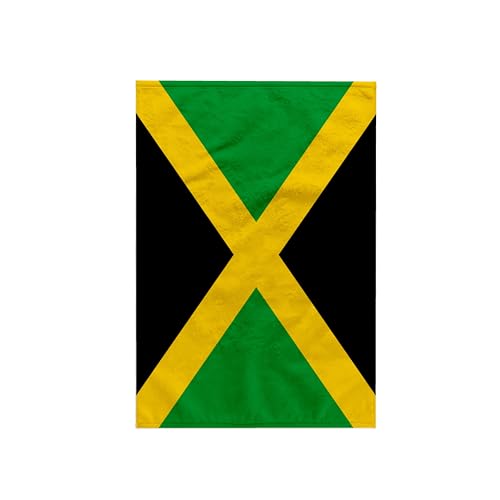 3dRose Flag of Jamaica Square-Caribbean Jamaican Green Black with Yellow Gold Saltire The Cross Handtuch, Polyester, Mehrfarbig, 15" x 22" von 3dRose
