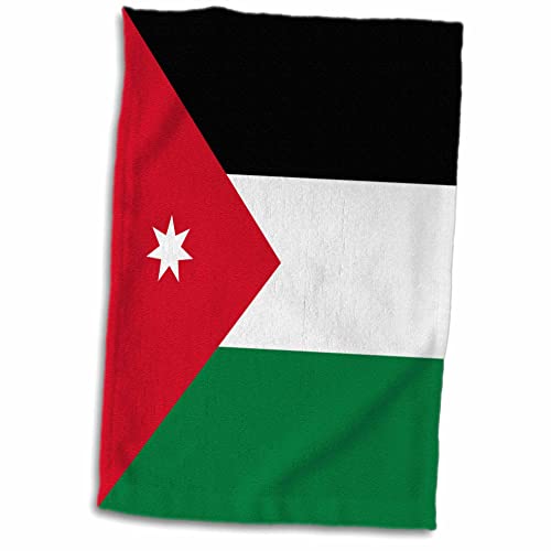 3dRose Flagge Jordanien rot, schwarz, grün mit weißem Stern Land – arabische Welt Handtuch, Baumwolle, Frottee, Polyester, Mikrofaser, Mehrfarbig, 15" x 22" von 3dRose