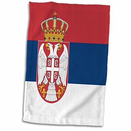 3dRose" Flagge von Serbien, Serbisch, Rot/Blau/Weiß, Trobojka Streifen, Wappen Doppelkopf, Adler Krone, Sheild, Mehrfarbig, 38 x 56 cm von 3dRose