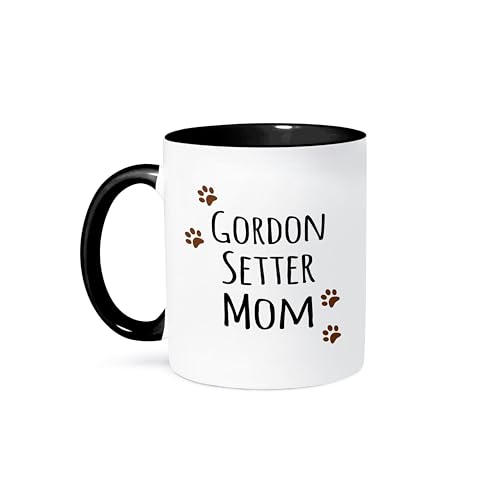 3dRose Gordon Setter Hund-Breed-Brown, mit Prints-Doggy, mit Ton von Mama Love-Two Kaffeebecher, Keramik, Schwarz, 10.16 cm x 7,62 x-Uhr von 3dRose