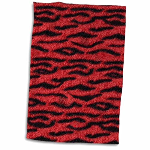 3dRose Tierdruck Handtuch mit rotem und schwarzem Tiger-Motiv, Polyester-Mikrofaser-Baumwolle, weiß, 15 x 22-Inch von 3dRose