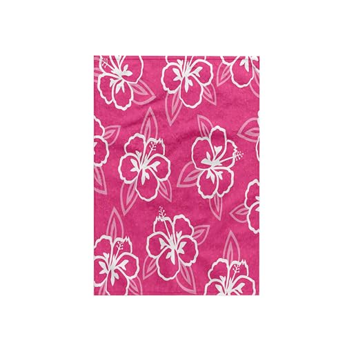 3dRose Hawaiian Hibiscus Flower Print-Pink and White Handtuch mit hawaiianischem Hibiskusblüten-Druck, rosa und, Mikrofaser Baumwolle Polyester, weiß, 15 x 22-Inch von 3dRose